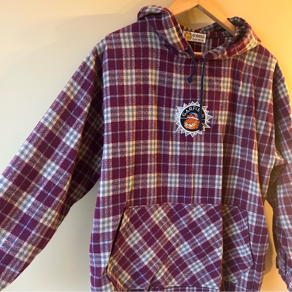 Vintage Paws, Inc. 1978 Garfield Jacket Flannel Pullover Hoodie Men’s Size Large - Picture 5 of 14